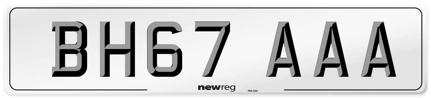 BH67 AAA Number Plate from New Reg